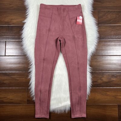 Spanx Size Medium Petite Rich Rose Faux Suede Leggings Pants